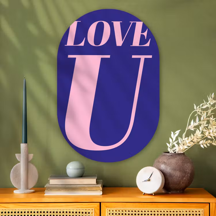 Muurovaal - Glas - Love - Blauw - Valentijn — 2