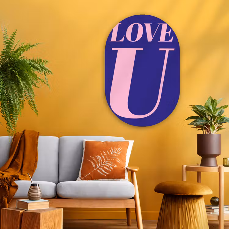 Muurovaal - Glas - Love - Blauw - Valentijn — 3