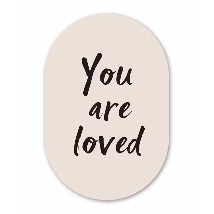 Muurovaal - Glas - Minimalistisch - Beige - Love — 1
