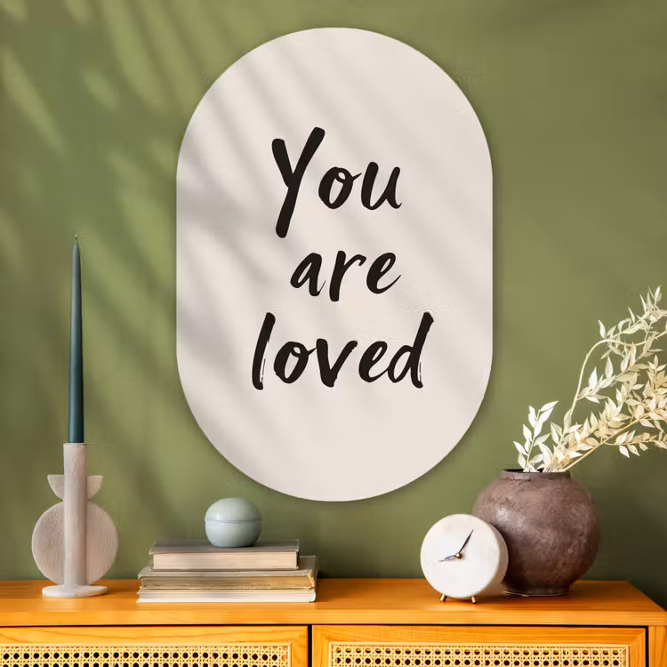 Muurovaal - Glas - Minimalistisch - Beige - Love — 2