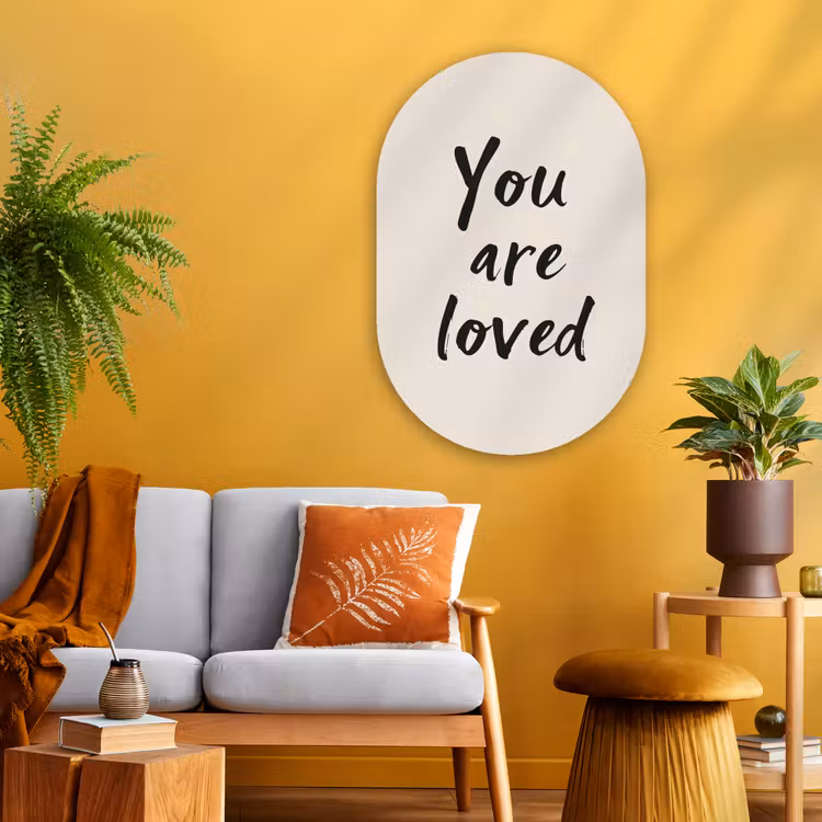 Muurovaal - Glas - Minimalistisch - Beige - Love — 3