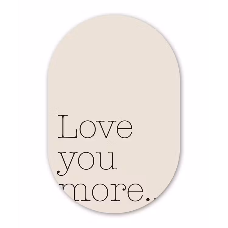 Muurovaal - Glas - Minimalistisch - Love - Beige — 1