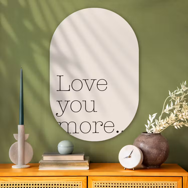 Muurovaal - Glas - Minimalistisch - Love - Beige — 2
