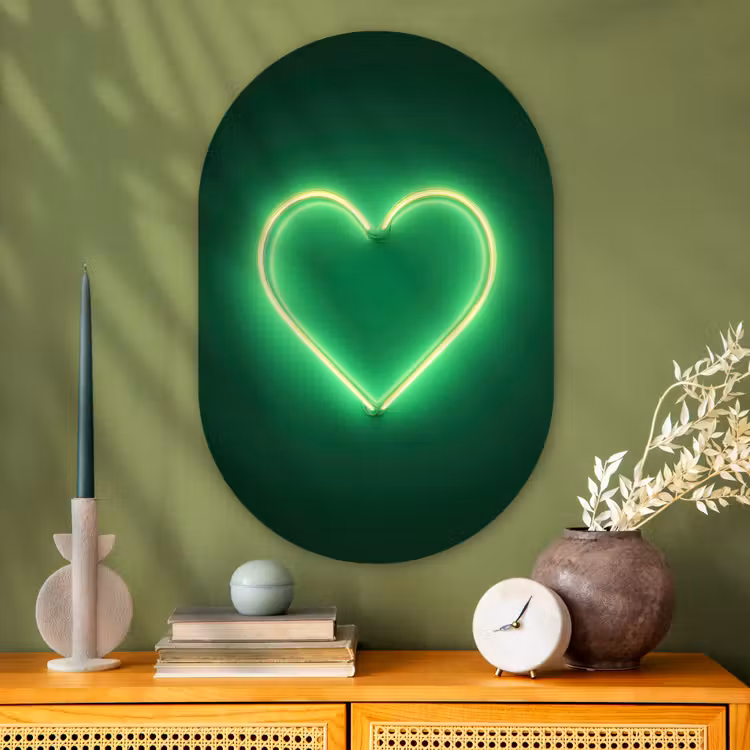 Muurovaal - Glas - Neon - Groen - Licht — 2