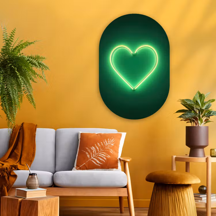 Muurovaal - Glas - Neon - Groen - Licht — 3