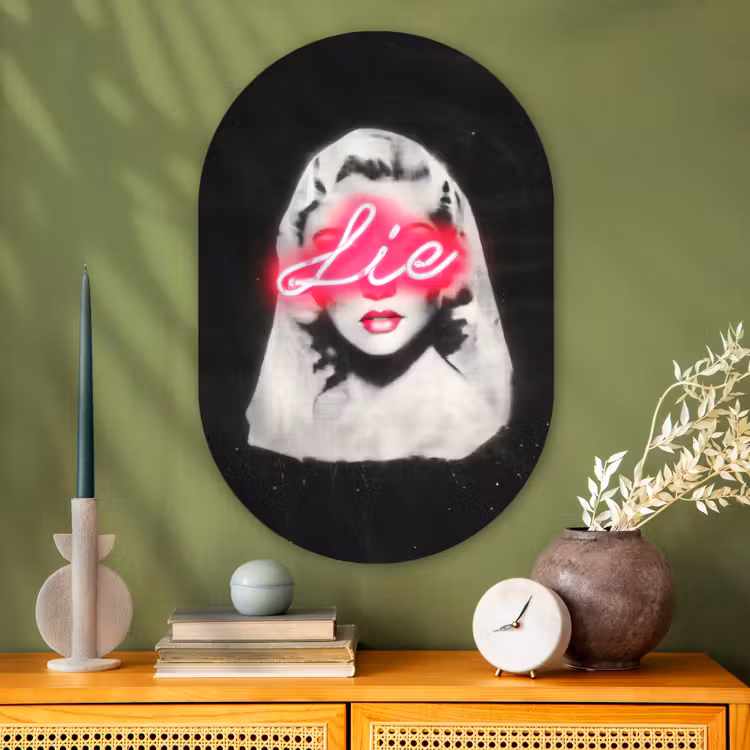 Muurovaal - Glas - Neon - Letters - Vintage - Vrouw — 2