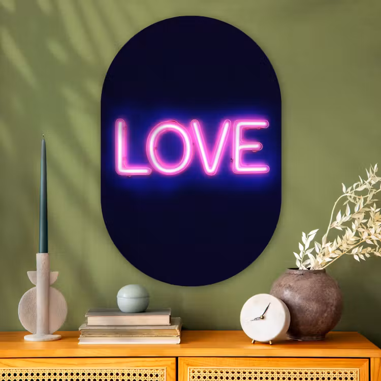 Muurovaal - Glas - Neon - Love - Valentijn — 2
