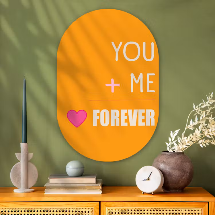 Muurovaal - Glas - Oranje - Love - Valentijn — 2