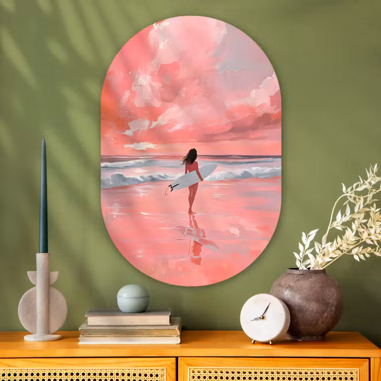 Muurovaal - Glas - Roze - Surfen - Zee — 2