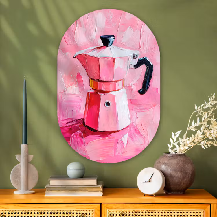 Muurovaal - Glas - Roze - Verf - Coffee — 2