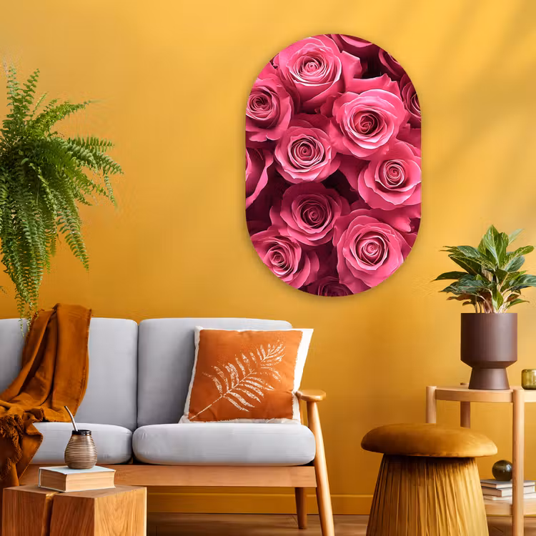 Muurovaal - Glas - Rozen - Pink - Bloem — 3