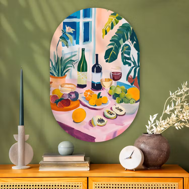 Muurovaal - Glas - Tafel - Wijn - Fruit — 2