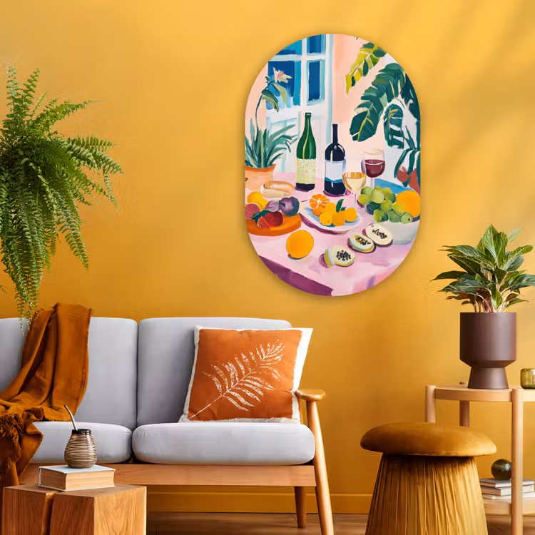 Muurovaal - Glas - Tafel - Wijn - Fruit — 3