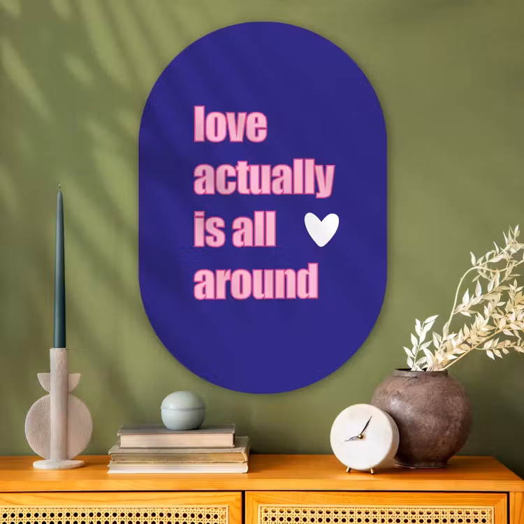 Muurovaal - Glas - Tekst - Valentijn - Love - Blauw — 2