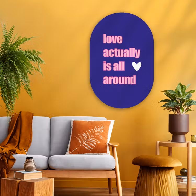 Muurovaal - Glas - Tekst - Valentijn - Love - Blauw — 3