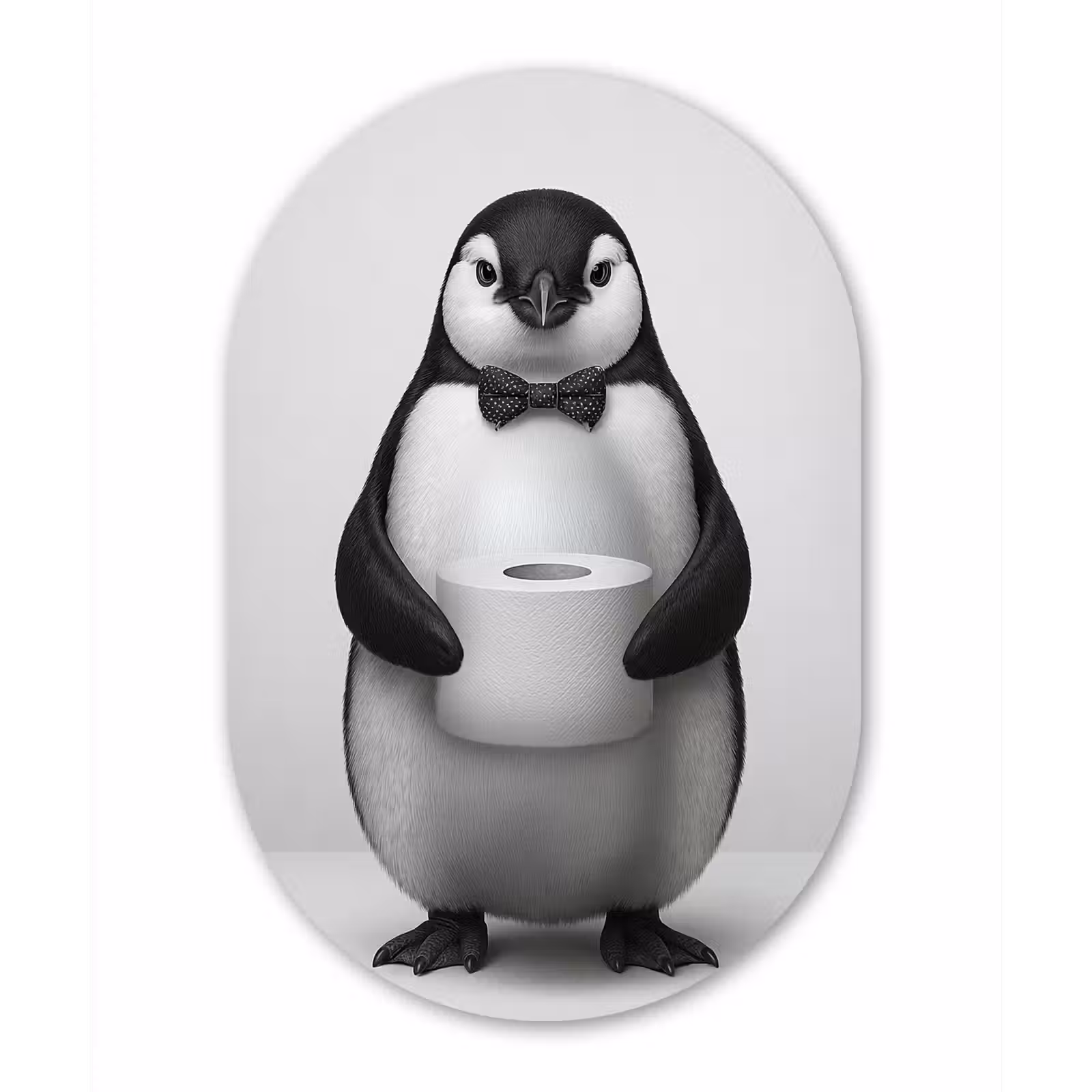 Muurovaal aluminium - Pinguïn - WC rol - Wit — 1