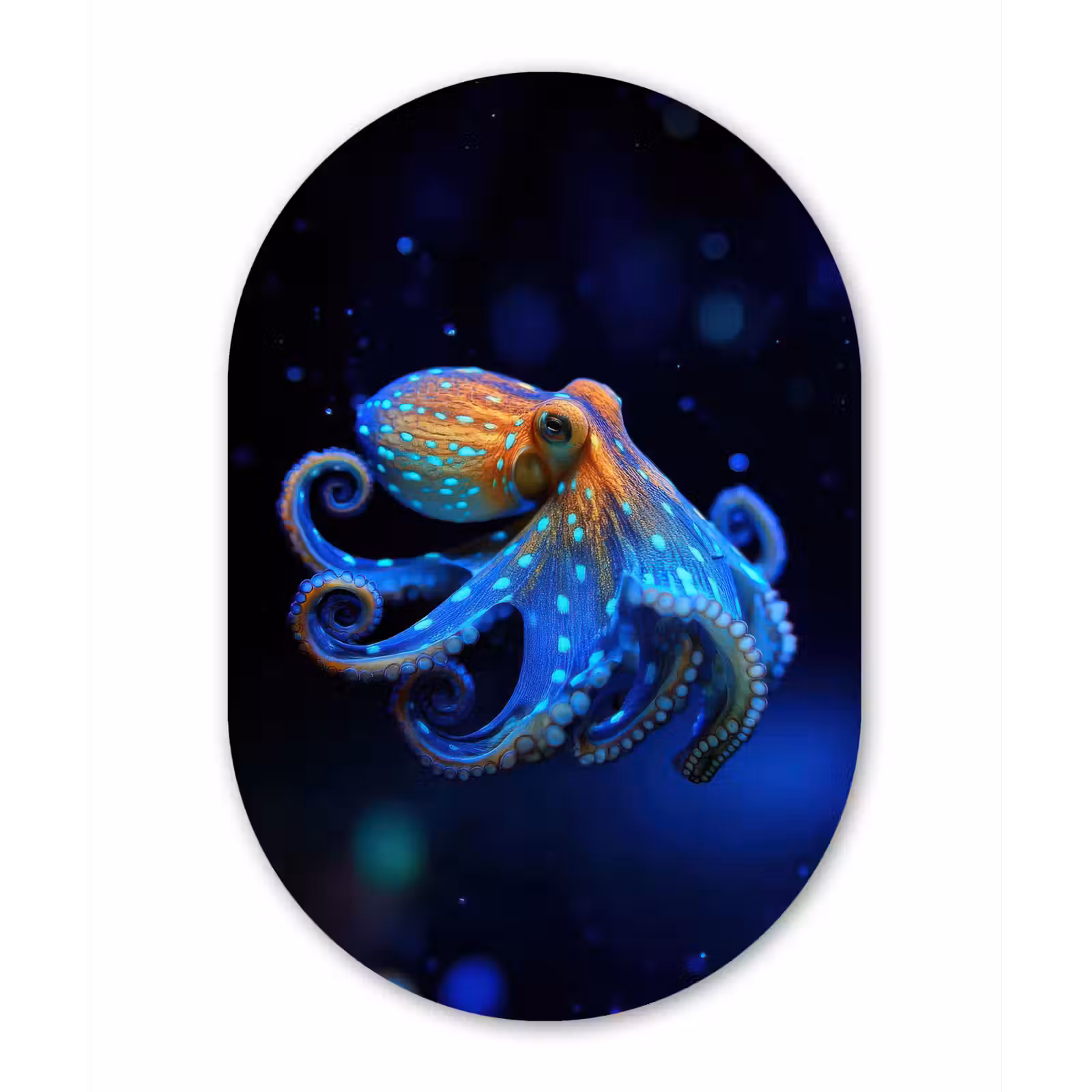 Muurovaal - Glas - Octopus - Stippen - Blauw - Zee — 1