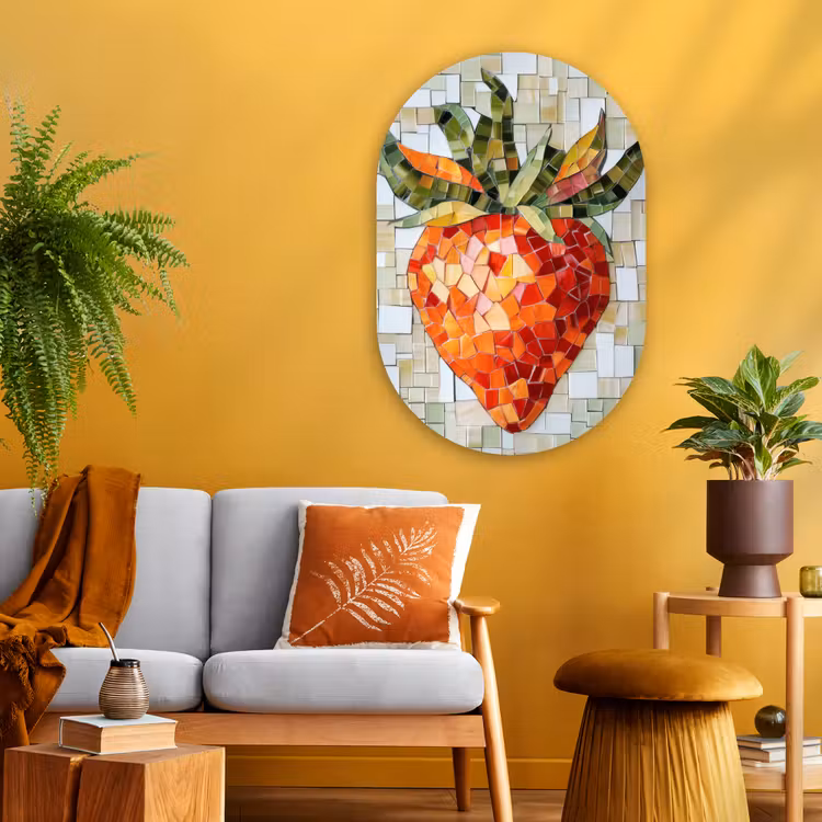 Muurovaal - Glas - Aardbei - Rood - Mozaïek - Fruit — 3