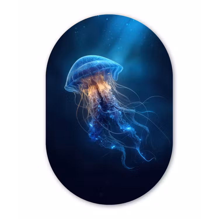 Muurovaal - Glas - Kwal - Lichtgevend - Tentakels - Blauw — 1