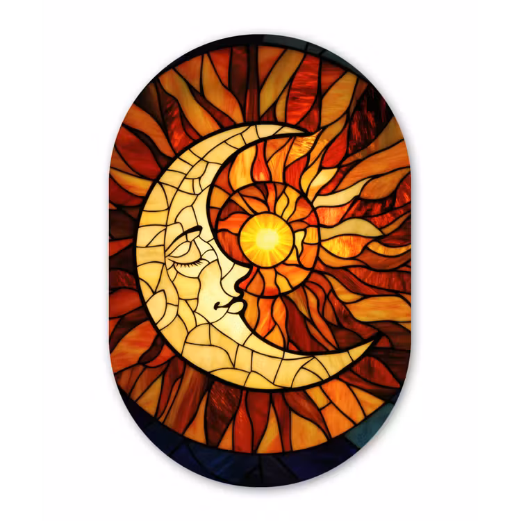 Muurovaal - Glas - Mozaïek - Glas - Maan - Donkerblauw — 1