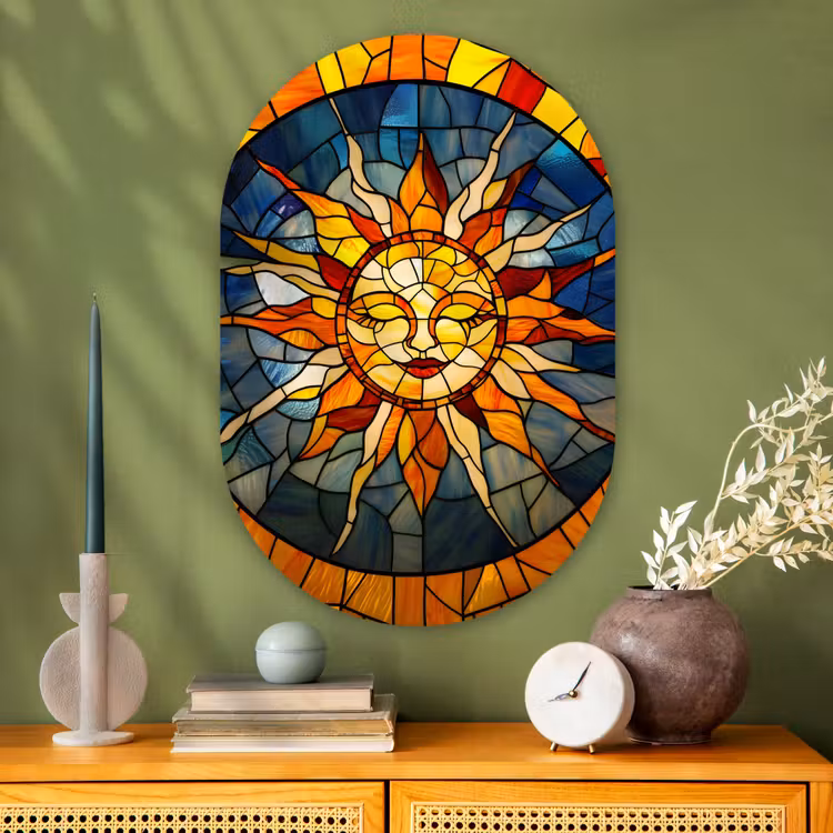 Muurovaal - Glas - Mozaïek - Zon - Geel - Cirkel — 2