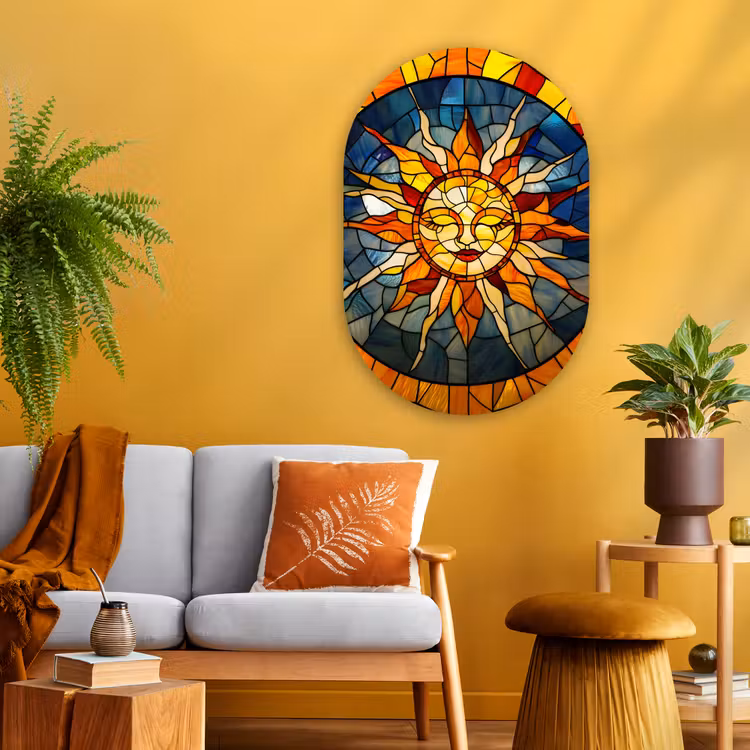 Muurovaal - Glas - Mozaïek - Zon - Geel - Cirkel — 3