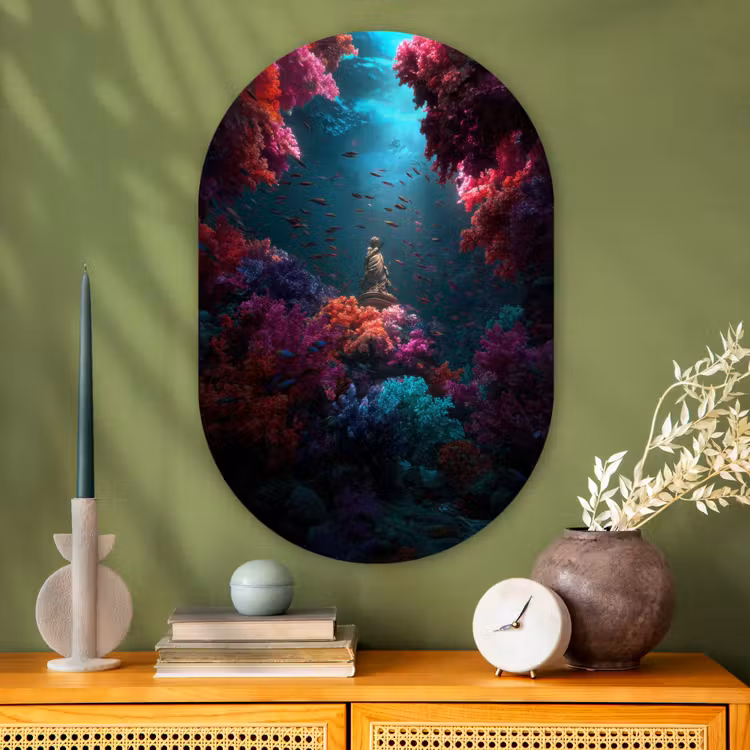 Muurovaal - Glas - Standbeeld - Zeebodem - Koraal - Kleurrijk — 2