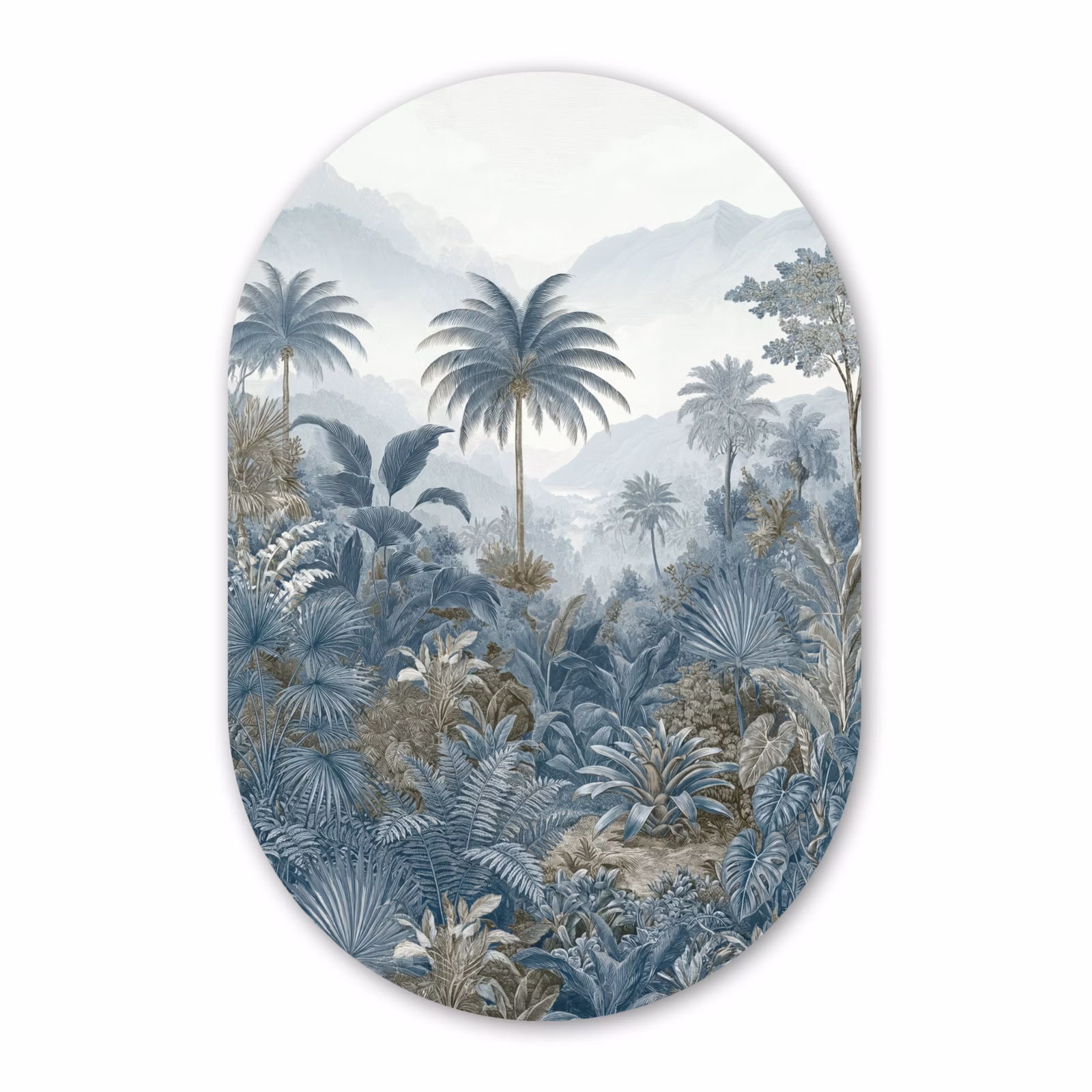 Muurovaal aluminium - Jungle - Landschap - Blauw — 1