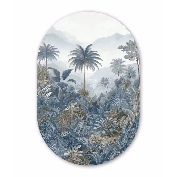 Muurovaal aluminium - Jungle - Landschap - Blauw — 1