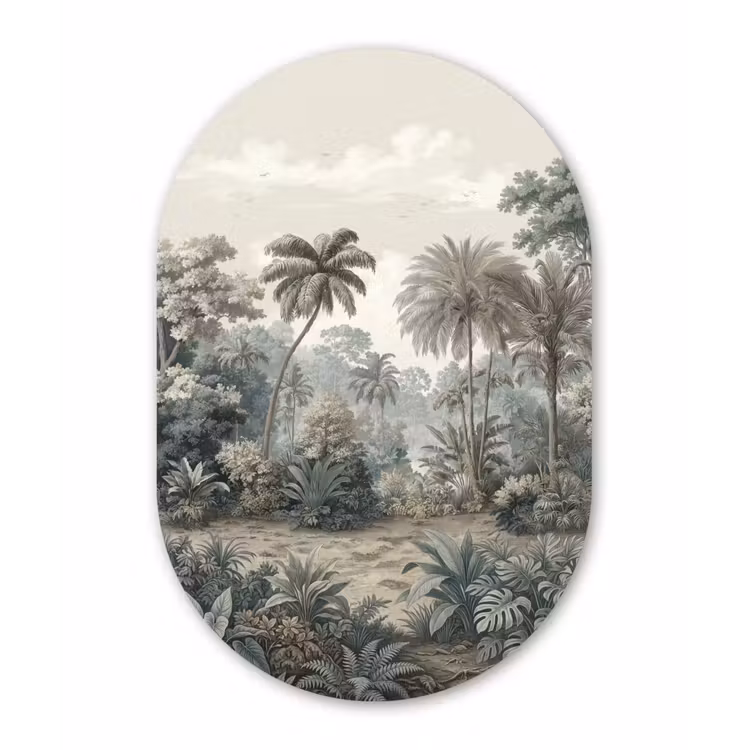 Muurovaal aluminium - Tropisch - Landschap - Illustratie — 1