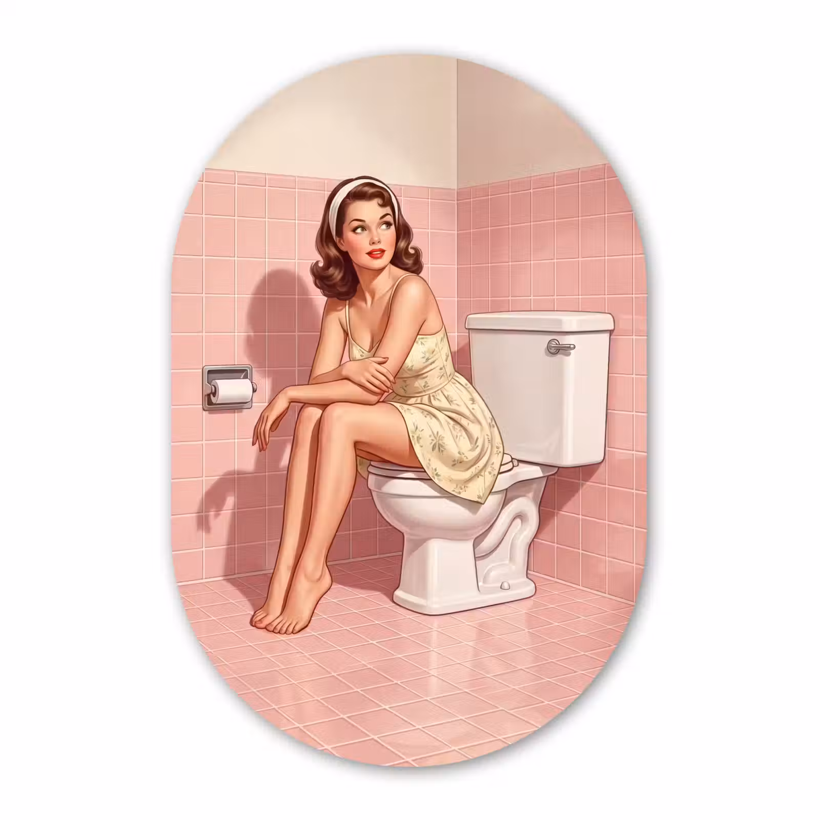 Muurovaal aluminium - Roze - Retro - Vrouw — 1