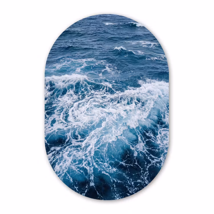 Muurovaal aluminium - Golven - Oceaan - Blauw — 1