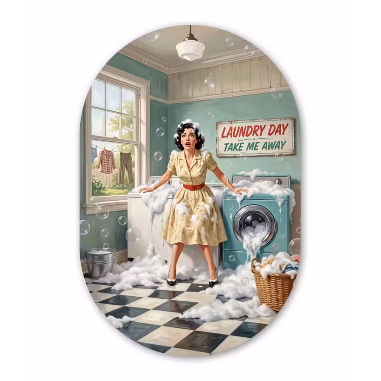 Muurovaal aluminium - Retro - Blauw - Vrouw — 1