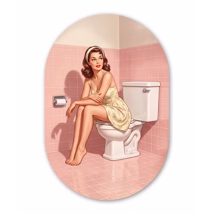Muurovaal aluminium - Roze - Retro - Vrouw — 1