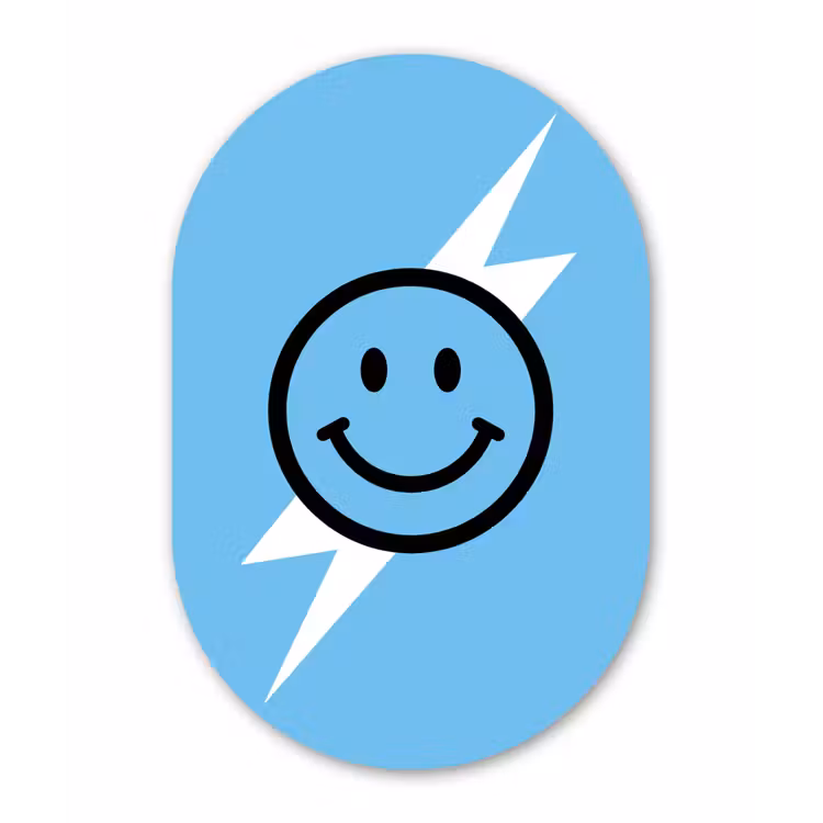 Muurovaal aluminium - Smiley - Blauw - Bliksem — 1