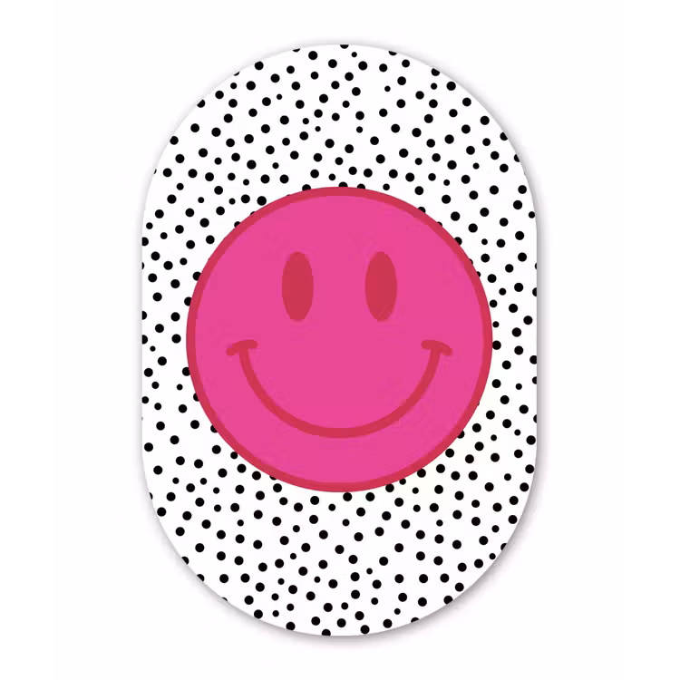 Muurovaal aluminium - Smiley - Roze - Stippen — 1