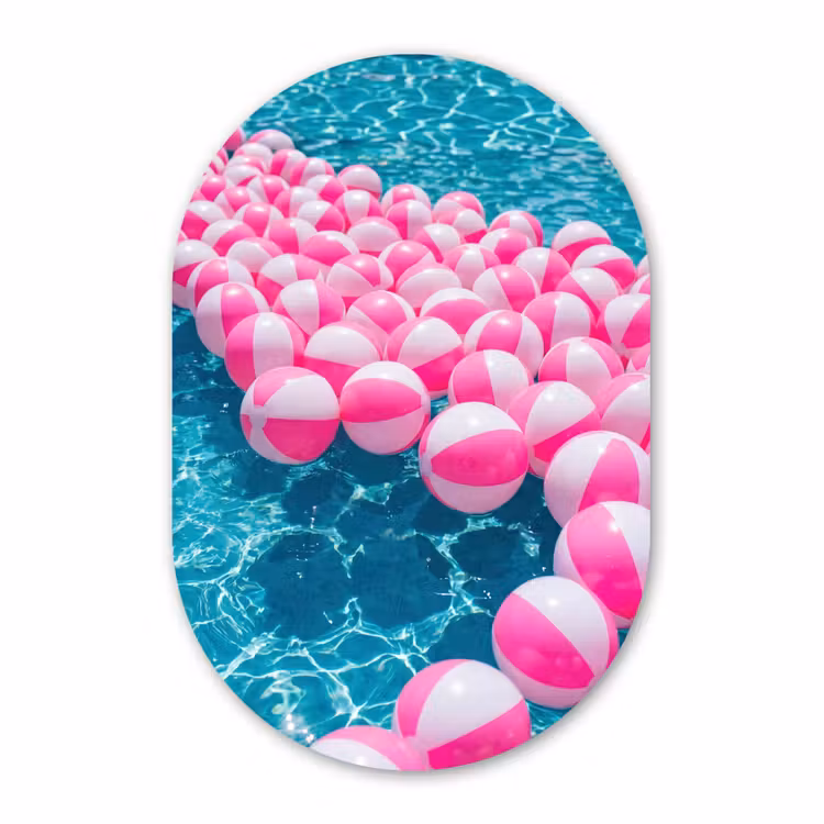 Muurovaal aluminium - Strandballen - Roze - Water — 1