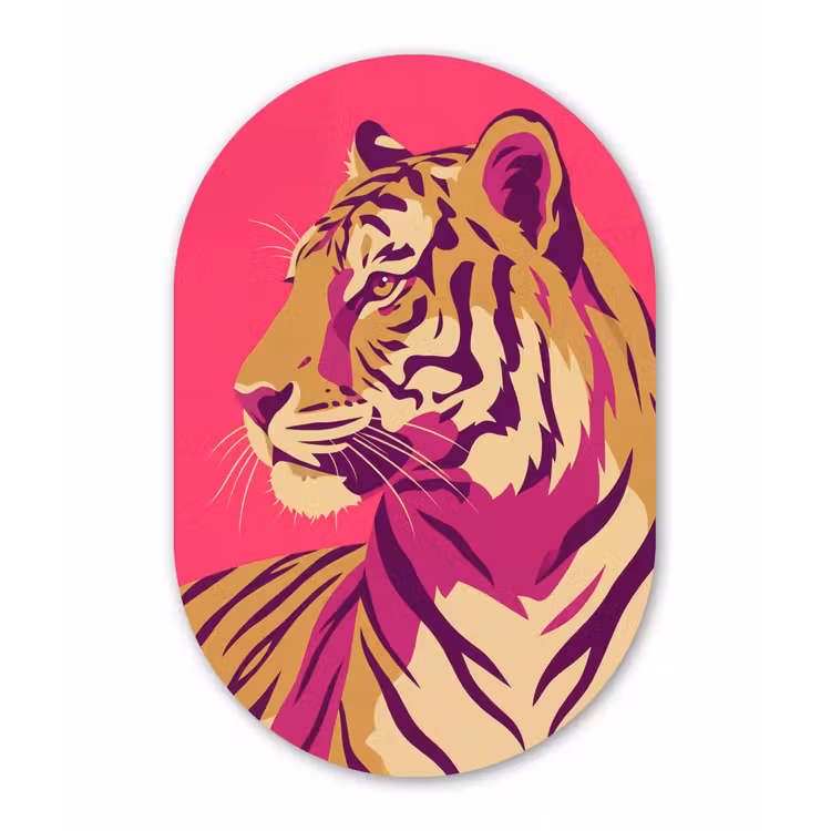 Muurovaal aluminium - Tijger - Modern - Neon — 1