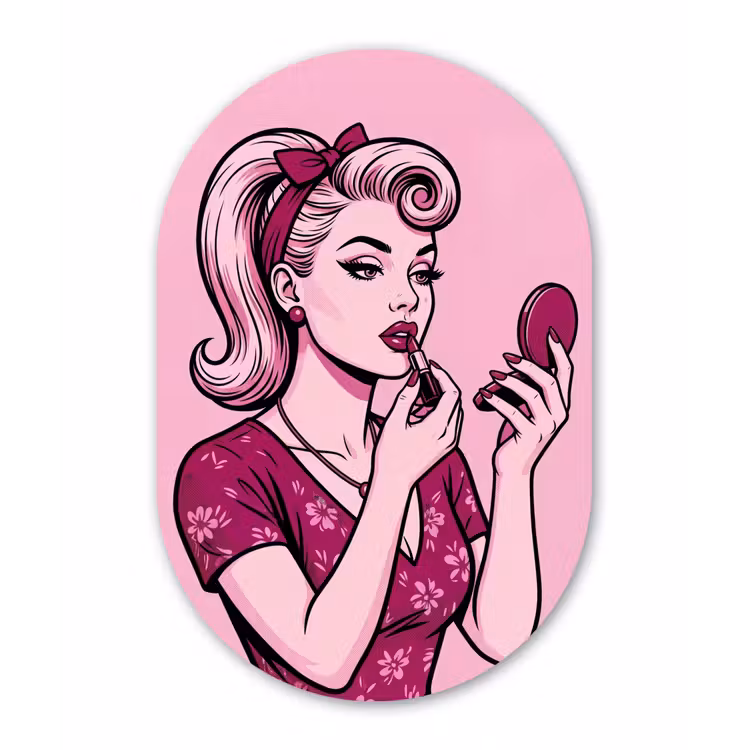 Muurovaal aluminium - Vintage - Vrouw - Roze — 1