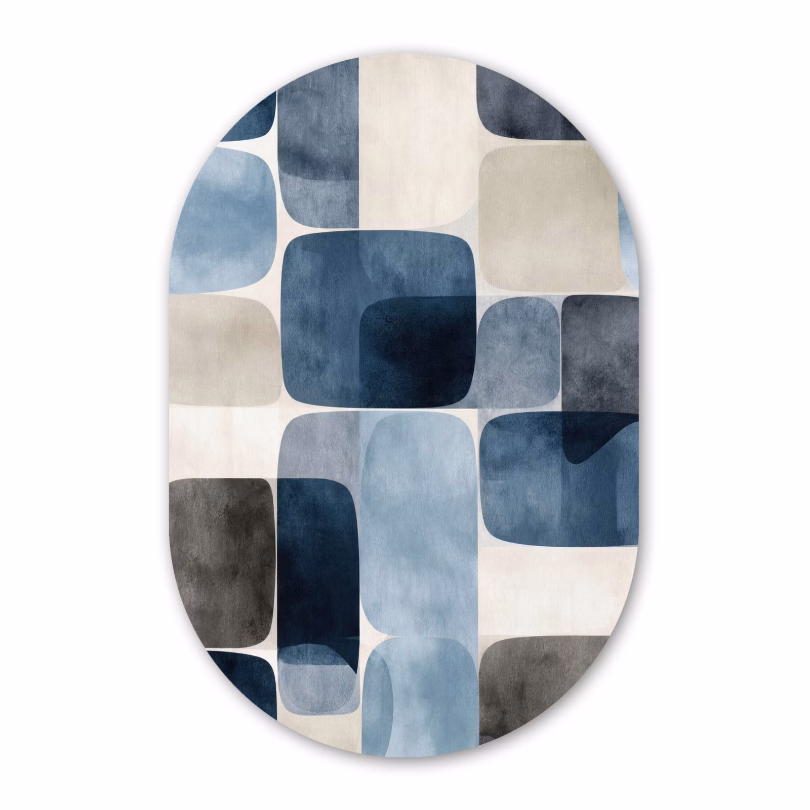 Muurovaal aluminium - Patroon - Blauw - Vierkanten — 1