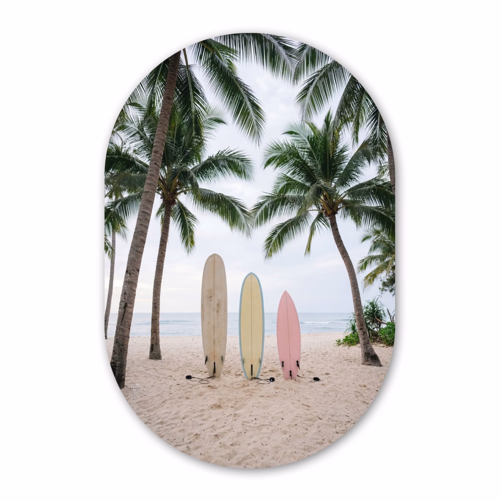 Muurovaal aluminium - Surfboard - Palmbomen - Kleurrijk — 1