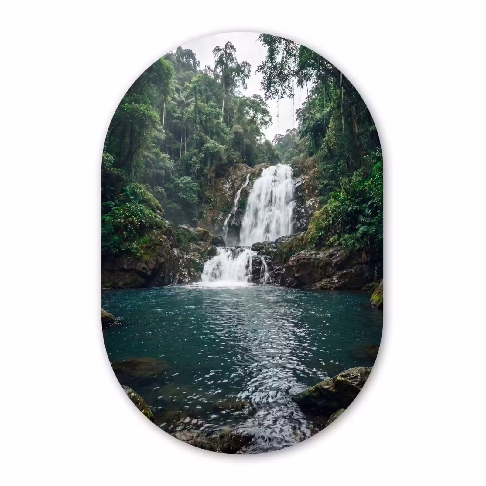Muurovaal aluminium - Waterfall - Forest - Nature - Greenkhgyguyg — 1