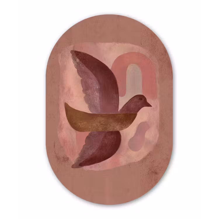 Muurovaal aluminium - Illustratie - Vogels - Abstract - Roze — 1