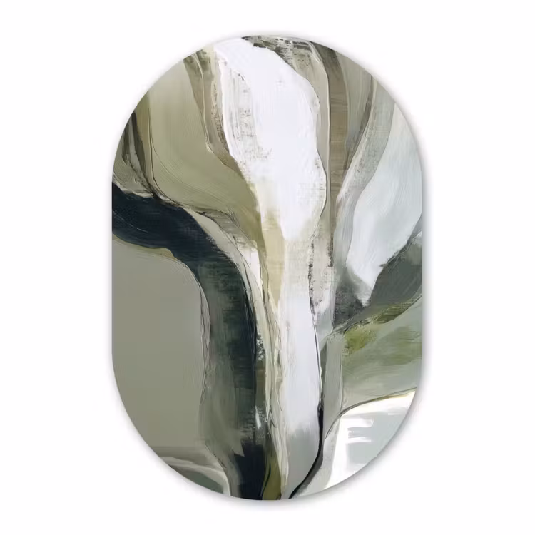 Muurovaal aluminium - Natuur - Abstract - Groen - Penseelstreken — 1
