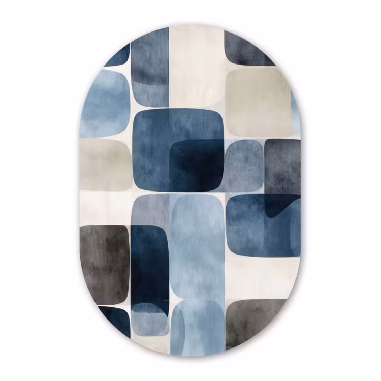 Muurovaal aluminium - Patroon - Blauw - Vierkanten — 1
