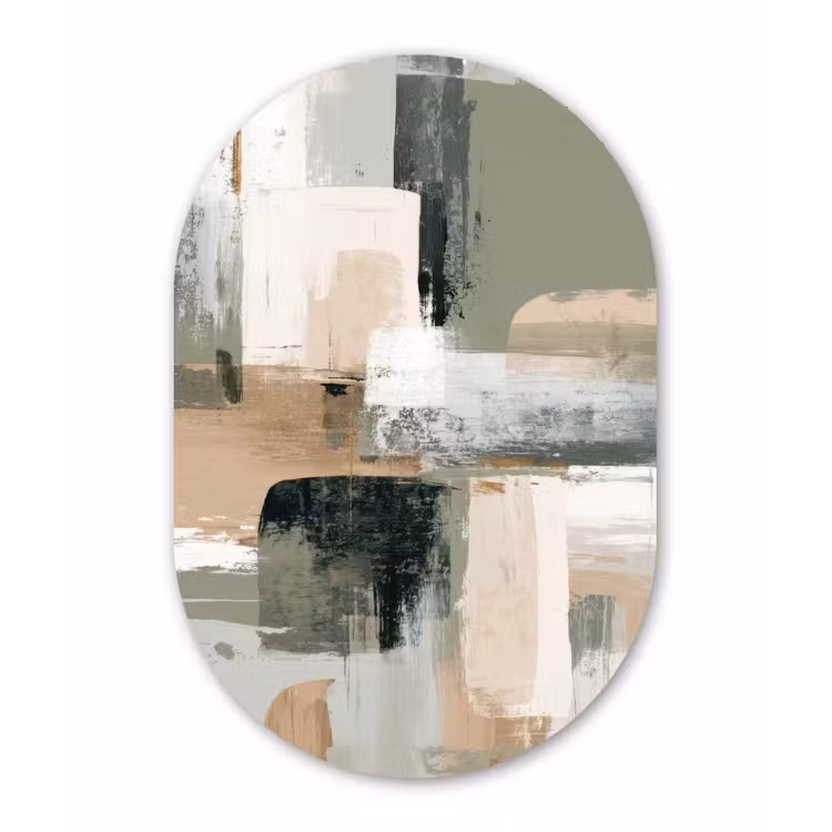 Muurovaal aluminium - Penseelstreken - Abstract - Aardetinten — 1