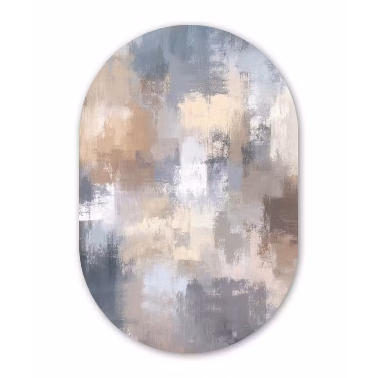 Muurovaal aluminium - Penseelstreken - Schilderij - Beige — 1