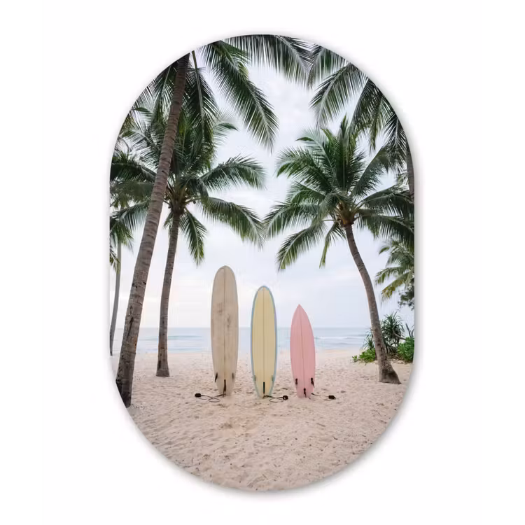 Muurovaal aluminium - Surfboard - Palmbomen - Kleurrijk — 1