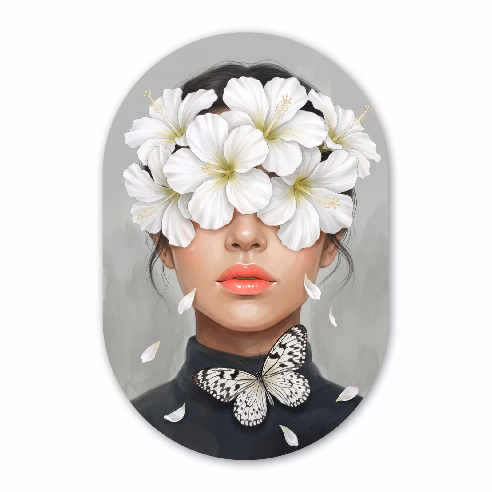 Muurovaal aluminium - Lelies - Portret - Wit — 1