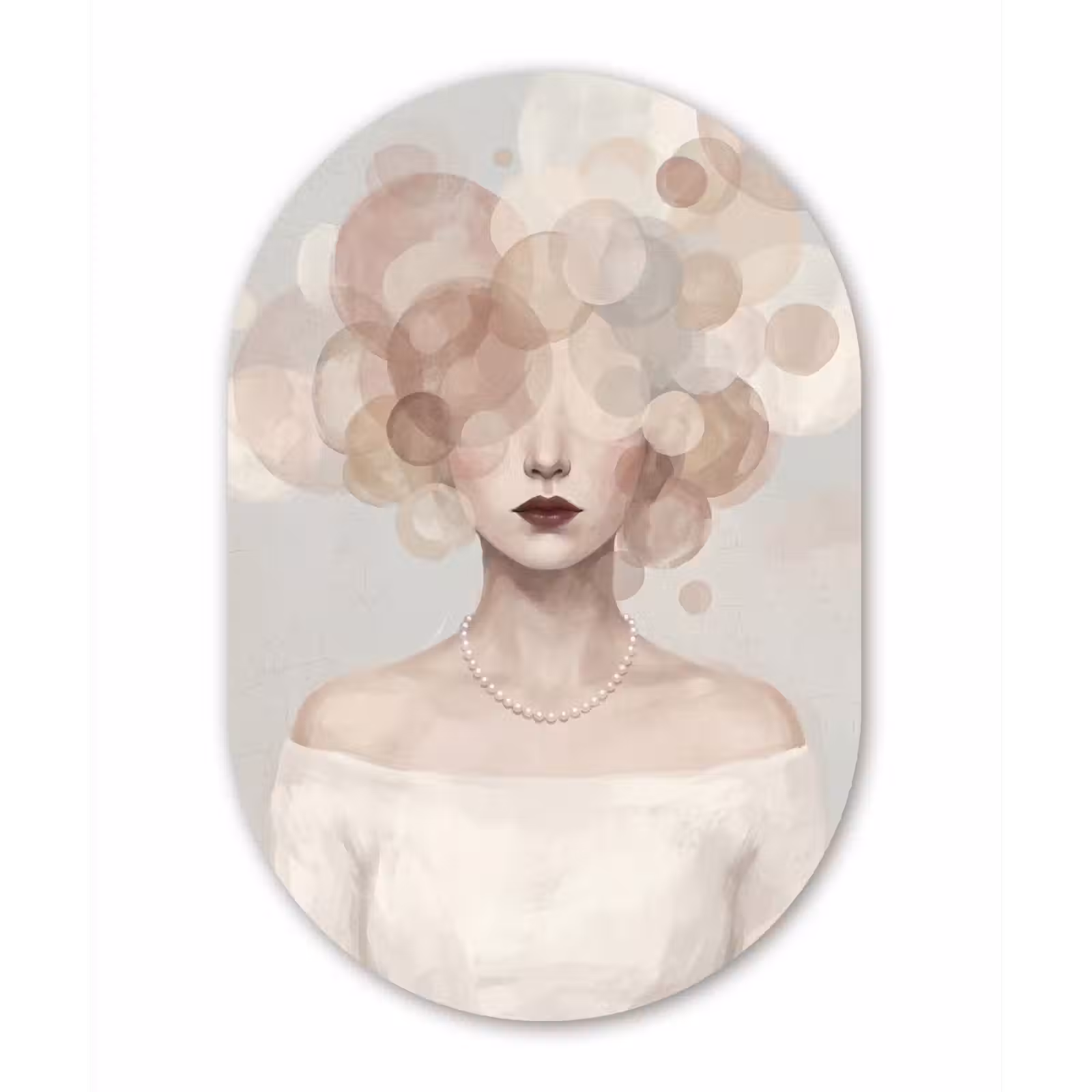 Muurovaal aluminium - Vrouw - Cirkels - Beige — 1